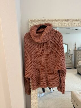 Express Chunky Cowl Sweater in Rust